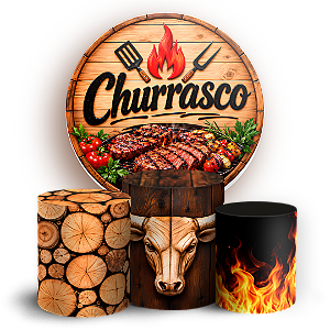 Capas Painel Redondo e Trio Cilindro Sublimado - Churrasco