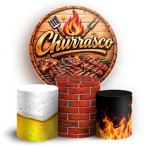 Capas Painel Redondo e Trio Cilindro Sublimado - Churrasco