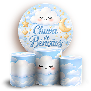 Capas Painel Redondo e Trio Cilindro Sublimado - Chuva de Bênçãos