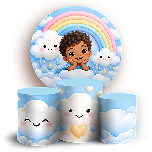 Capas Painel Redondo e Trio Cilindro Sublimado - Chuva de Bênçãos