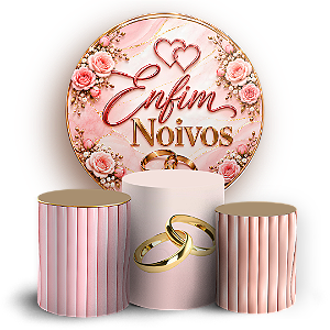 Capas Painel Redondo e Trio Cilindro Sublimado - Enfim Noivos