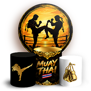 Capas Painel Redondo e Trio Cilindro Sublimado - Muay Thai