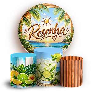 Capas Painel Redondo e Trio Cilindro Sublimado - Resenha Tropical