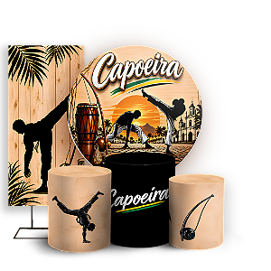 Capas Painel Redondo Trio Cilindro e Faixa Lateral Sublimado - Capoeira