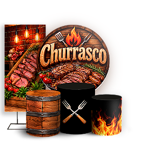 Capas Painel Redondo Trio Cilindro e Faixa Lateral Sublimado - Churrasco