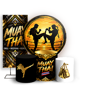 Capas Painel Redondo Trio Cilindro e Faixa Lateral Sublimado - Muay Thai