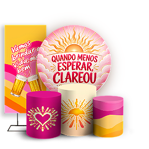 Capas Painel Redondo Trio Cilindro e Faixa Lateral Sublimado - Quando Menos Esperar Clareou