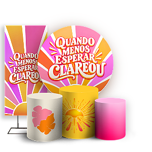 Capas Painel Redondo Trio Cilindro e Faixa Lateral Sublimado - Quando Menos Esperar Clareou