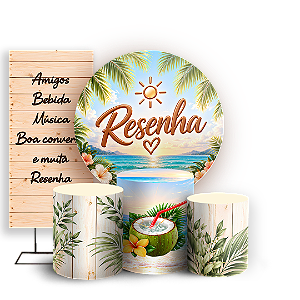 Capas Painel Redondo Trio Cilindro e Faixa Lateral Sublimado - Resenha Tropical