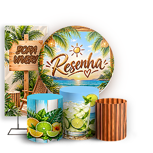Capas Painel Redondo Trio Cilindro e Faixa Lateral Sublimado - Resenha Tropical