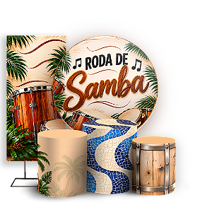 Capas Painel Redondo Trio Cilindro e Faixa Lateral Sublimado - Roda de Samba