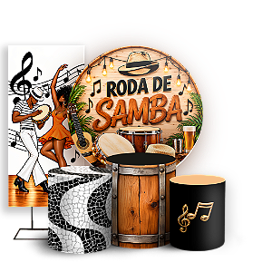 Capas Painel Redondo Trio Cilindro e Faixa Lateral Sublimado - Roda de Samba