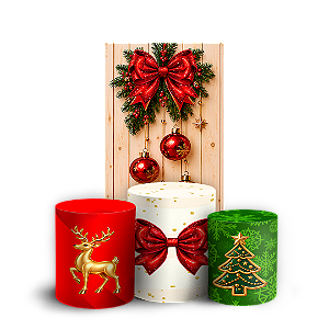 Capas Faixa Lateral e Trio Cilindro Sublimado Veste Fácil - Feliz Natal