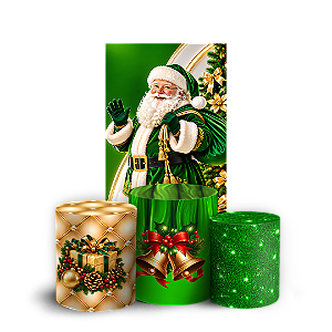 Capas Faixa Lateral e Trio Cilindro Sublimado Veste Fácil - Natal Verde