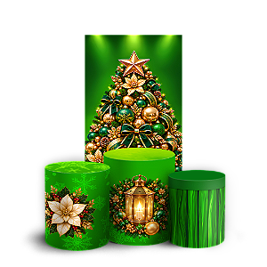 Capas Faixa Lateral e Trio Cilindro Sublimado Veste Fácil - Natal Verde