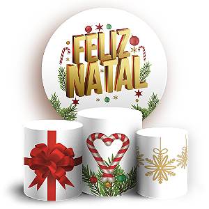 Capas Painel Redondo e Trio Cilindro Sublimado - Natal