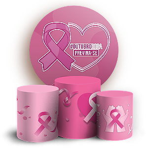 Capas Painel Redondo e Trio Cilindro Sublimado - Outubro Rosa