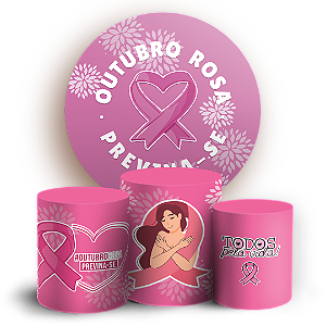Capas Painel Redondo e Trio Cilindro Sublimado - Outubro Rosa