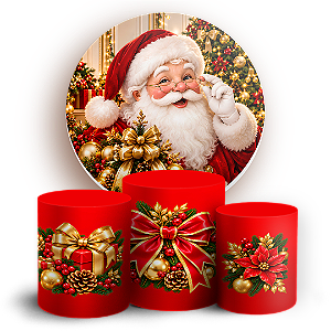 Capas Painel Redondo e Trio Cilindro Sublimado - Feliz Natal