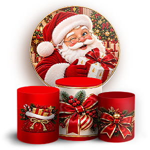 Capas Painel Redondo e Trio Cilindro Sublimado - Feliz Natal
