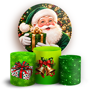 Capas Painel Redondo e Trio Cilindro Sublimado - Natal Verde