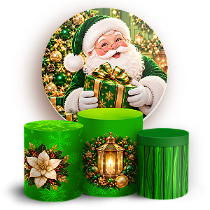 Capas Painel Redondo e Trio Cilindro Sublimado - Natal Verde