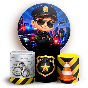Capas Painel Redondo e Trio Cilindro Sublimado - Polícia