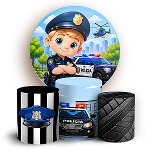 Capas Painel Redondo e Trio Cilindro Sublimado - Polícia
