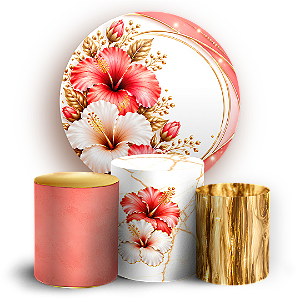 Capas Painel Redondo e Trio Cilindro Sublimado - Tropical Floral