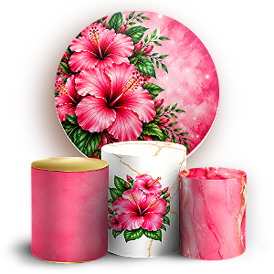 Capas Painel Redondo e Trio Cilindro Sublimado - Tropical Floral