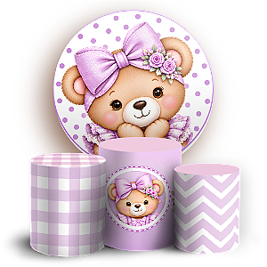 Capas Painel Redondo e Trio Cilindro Sublimado - Ursinho Oh Baby