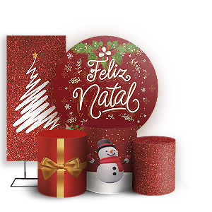 Capas Painel Redondo Trio Cilindro e Faixa Lateral Sublimado - Natal