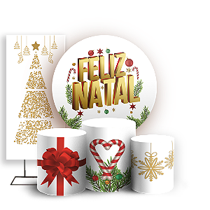 Capas Painel Redondo Trio Cilindro e Faixa Lateral Sublimado - Natal