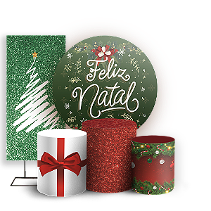 Capas Painel Redondo Trio Cilindro e Faixa Lateral Sublimado - Natal