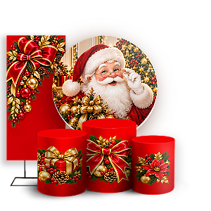 Capas Painel Redondo Trio Cilindro e Faixa Lateral Sublimado - Feliz Natal