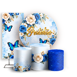 Capas Painel Redondo Trio Cilindro e Faixa Lateral Sublimado - Gratidão