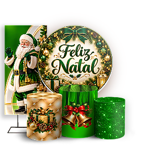 Capas Painel Redondo Trio Cilindro e Faixa Lateral Sublimado - Natal Verde