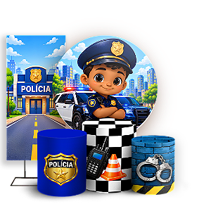 Capas Painel Redondo Trio Cilindro e Faixa Lateral Sublimado - Polícia