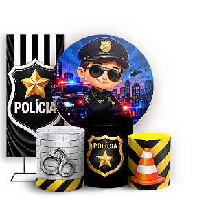 Capas Painel Redondo Trio Cilindro e Faixa Lateral Sublimado - Polícia