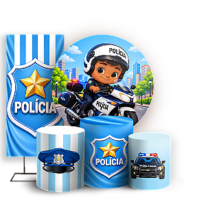 Capas Painel Redondo Trio Cilindro e Faixa Lateral Sublimado - Polícia