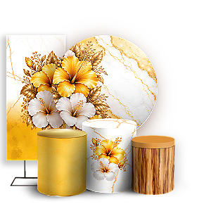 Capas Painel Redondo Trio Cilindro e Faixa Lateral Sublimado - Tropical Floral