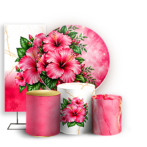Capas Painel Redondo Trio Cilindro e Faixa Lateral Sublimado - Tropical Floral