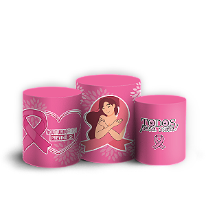 Capas Trio Cilindro Sublimado Veste Fácil - Outubro Rosa