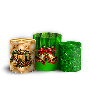 Capas Trio Cilindro Sublimado Veste Fácil - Natal Verde