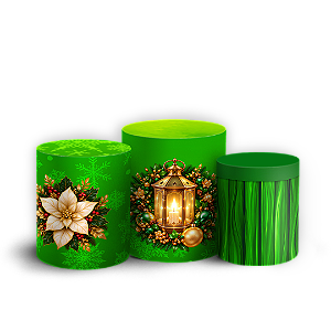Capas Trio Cilindro Sublimado Veste Fácil - Natal Verde