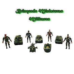 Brinquedos Miniaturas Militares Bonecos Veículos 9 Peças