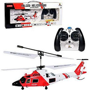 Brinquedo Helicóptero Falcão Com C/ Remoto e Luz - 3 Canais