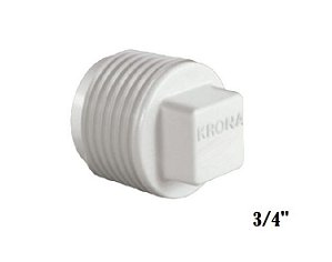 Tampão Plug Rosca 3/4″ PVC Branco 0294  - Krona