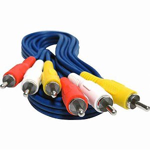 Cabo com Conexão 3 Rca x 3 Rca 1,5 M Azul - Aoweixun