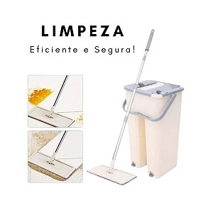 Mop Flat Rodo Mágico Com Balde Lava Seca Tira Pó - HouseWork